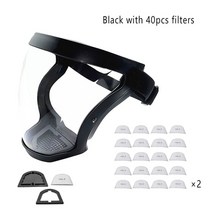 오토바이 너클가드 브레이크레버 필터가 있는 투명 풀페이스 실드 오일 스플래시 방지 마스크 스플래시 방지 페이셜 실드 보호 페이스 커버 주방 도구, 블랙 40pcs 필터