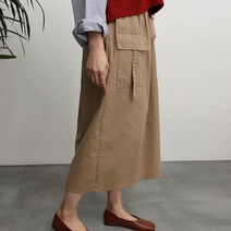 리즈와이 포켓 카고 롱스커트 캐쥬얼 밴딩 면 스커트 (2color)