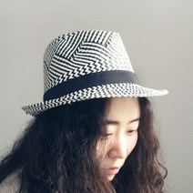 기타 바보사랑[앞머리]지그재그 패턴 페도라n0308