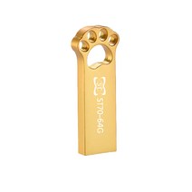 에스티원테크 ST70 USB 메모리 메탈재질 귀여운 고양이발바닥, 64GB, 골드