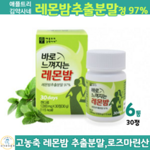 바로느껴지는 레몬밤 로즈마린산 레몬밤 정 추출 분말 가루 레몬밤잎 고농축, 6통, 30정