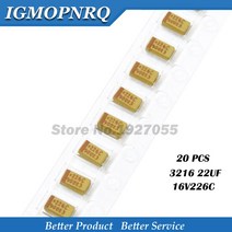 20pcs A-3216-16V-22UF-226C A 3216 미크로포맷 16v 226C SMD 탄탈륨 커패시터, 한개옵션0