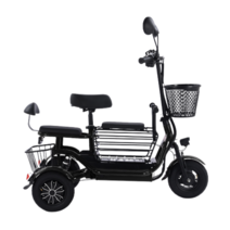 세발 전기 자전거 출퇴근용 미니벨로 3륜 전동 오토바이자전거 배달용 성인용 노인, 3인석, 11A 40km, 블랙