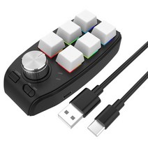 RGB 매크로 키보드 게임 6 키 1 볼륨 노브 한 손 기계식 키패드 레드 스위치 windows용 핫 스왑 복사 붙여 넣기 지원, [03] Wired White