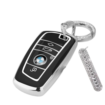키에티 BMW 풀커버 TPU 엣지 키케이스 A타입 + 큐빅번호판, 실버_블랙