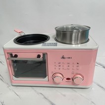 정용 전기 아침 식사 기계 미니 빵 토스터 베이킹 오븐 오믈렛 프라이팬 냄비 보일러, EU+pink with steam