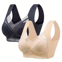 2 Pcs 꽃 레이스 장식 여성을위한 전체 범위 스포츠 브래지어 여성을위한 편안한 통기성 푸시 업 요가 브래지어 여성 Activewear, XXL, 블랙+스킨톤