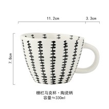 핸드페인팅 대용량 머그컵 시리얼컵 스프 요거트 우유컵 기하학 패턴 수제, 펜스머그컵