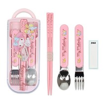 마이멜로디 뮤직 슬라이드 트리오 세트 수저 포크 유아 식기 어린이 도시락 급식 소풍 산리오 캐릭터, 단품, 단품