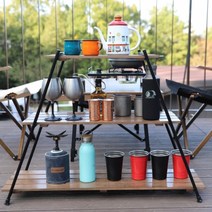 아베나키 3단폴 우드쉘프 캠핑선반 51903, 2단폴 우드쉘프