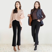 앤더데이 여성용 트윈핀턱 키큰키작 기모본딩 부츠컷 팬츠