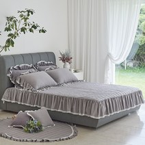 류금숙 프렌치 로망 실키케어 항균 프릴숏매트커버 (SS/Q/K/SK), 그레이