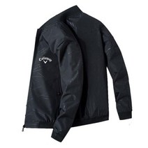 Callaway 봄 골프 남성 재킷 지퍼 칼라 브랜드 야구 의류 캐주얼 스포츠 탑, 없음, 02 Black+XL  5565kg