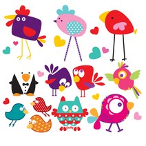 티셔츠 스티커 의류 열전사지 3D전사지]버드캐릭터 010