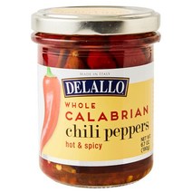 DeLallo 홀 칼라브리안 칠리 페퍼 핫 앤 스파이시 190g(6.7온스) 병 6팩
