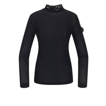 링스#골프#전판 메쉬 원단에 소매 프릴 디테일을 더하여 여성미를 살린 베이스레이어, 블랙