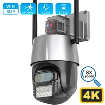 감시카메라 cctv 베이비 캠 도난 방지 사이렌 알람 듀얼 렌즈 MP 4K 야외 와이파이 카메라 X 줌 PTZ 스피드 돔 Ai 자동 추적 CCTV IP, 4MP NO SD Card_CHINA | EU 플러그