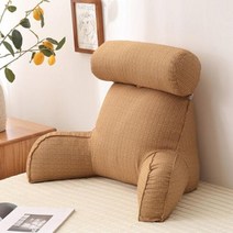 리넨 독서 베개 침대 소파 허리 쿠션 분리형 지지 팔걸이 포함, 09 Khaki with pillow