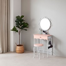 미래철재가구 핑크 일반형 철재화장대, 원형