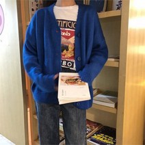 여자 데일리 간절기 박시핏 무지 심플 니트 가디건
