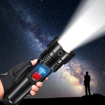 초강력 LED 손전등 XHP50 전술 토치 내장 배터리 USB 충전식 방수 램프 울트라 브라이트 랜트, 한개옵션0, 1개
