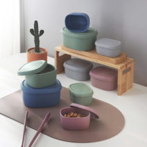 리빙라이크 실리콘 냉동냉장 밀폐용기 전자레인지 도시락세트, 그린 .