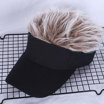 모자 선캡 썬캡 가발 헤어 머리 골프 야구 with fake flair hair cap sun visor fun toupee hats mens womens spiked wig