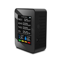 가정용 공기 품질 감지기 다기능 적외선 센서 co2 테스터 lcd 백라이트 컬러 스크린 이산화탄소 pm2.5, 협력사, 검은 색