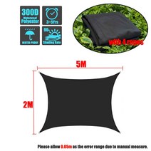 black all size 방수 sun shade sail square 사각형 정원 테라스 캐노피 풀 그늘 삼각형 캠프 하이킹 야드 천막, 2x5m