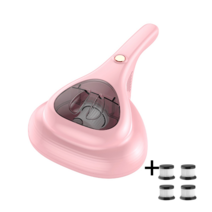 Hobbiesyos UV 침구청소기 살균 가정용 무선 진드기 제거기, 핑크색+4필터