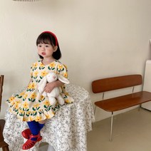 마이슈마켓 (당일출고) 노란꽃원피스 [90-130호] 북유럽 플라워 여자아기옷 여아