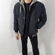남자 빅사이즈 오버핏 웰론 라운드넥 숏 패딩 4컬러