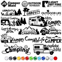 캠핑로고스티커1 자동차데칼스티커 캠핑카 카고트레일러 카라반꾸미기 아웃도어, 1개, 녹색XS