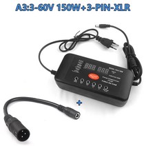조정 전원 어댑터 충전기 3V-60V 150W 18650 배터리 7.2V 12.6v 16.8v for12V24V36V 48V 20Ah 3 핀 XLR/RCA, A3, EU