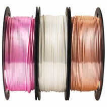 MIKA3D 1.75mm PLA 필라멘트 번들 스풀 3개 팩 (화이트/블랙/블루) 3D 프린터와 널리 호환 0.5kg(1파운드)/스풀 총 1.5kg(1.1파운드)/스풀 3, Silk Pink/White/Champagne Gold, Silk Pink/White/Champagne Gold