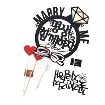 써니토퍼 프로포즈 케이크토퍼 + 미니픽 + 하트픽 2p 세트, 평생함께하자(케이크토퍼), 5세트