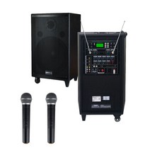 카날스 EG512 이동식 충전용 스피커 앰프 500W 무선마이크 2개 학교 교회 연설 강의, 핸드마이크 2개