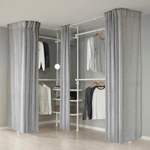 왕자 뉴드레스룸 코너형4폴_밀폐 타공선반_941_솔리드, 2.솔리드_그레이_941_SG