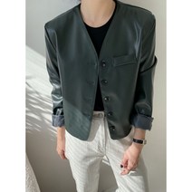 [간절기필수자켓] 여성 봄 가을 포멀룩 노카라 블레이저 레더 싱글 자켓 (2컬러)