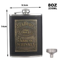 휴대용술병 힙플라스크 양주병 위스키 포켓 스텐 술병 BIUBIUTUA 미니 스테인레스, 8oz 잭 대 니스