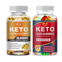 다이어트 영양제 최고의 BHB 케토 다이어트 알약 20 000mg 화상 지방이 발달한 케토시스 체중 감량 젤리, Gummies+ Capsules