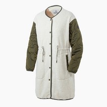 코오롱스포츠 여성 긴기장 소매 퀼팅 후리스 자켓 아이보리 배색 허리스트링 세미루즈핏 TVJFW20512IVO