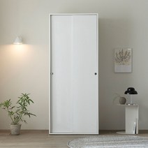 장인가구 타니아 LPM도어 800 슬라이딩 키큰장 행거옷장, 크림화이트