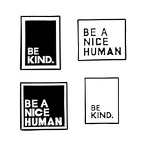 문구 세트 be nice human 에나멜 핀 영감 be kind 텍스트 상자 인용 슬로건 직사각형 미니멀리스트 보석 배지 브로치 핀 선물