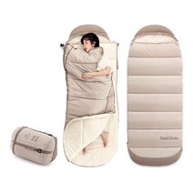 네이처하이크 B400 와이드폭 후드형 겨울침낭, 베이지(바로발송), 1개