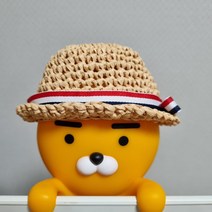뜨개친구 카카오 프렌즈 라이언 어피치 여름 밀짚모자 네비게이션 방향제 전용, 3색리본모자