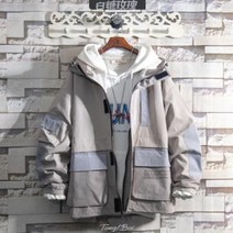 심플/20컬러콤비후드점퍼남춘추한반트렌드루즈핏멋쟁이캐주얼코트 자켓 가벼운날씨