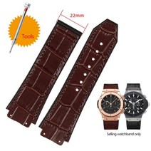 Hublot 위블로 시계 호환 26x19mm 브라운 블랙 빅뱅 가죽 스트랩 레더 워치 밴드 시계줄