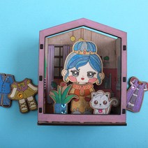 아이디몬 우드 DIY 인형의집 2종 인형 만들기 인형 놀이 MDF 미니어쳐 조립 키트 색칠 놀이, 인형의집(도로시)