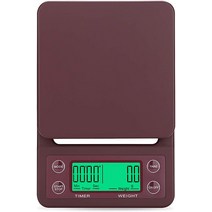 디지털 전자 주방 계량 저울 타이머가 있는 휴대용 드립 커피 저울 3kg/0.1g 전자 디지털 주방용 고정밀 L, 한개옵션2, 01 버건디, 02 5 키로그램